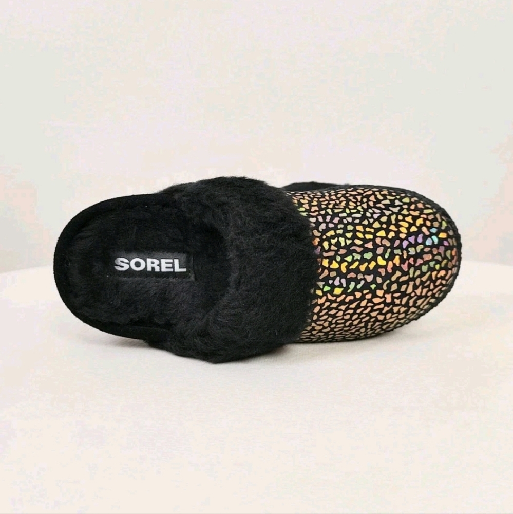 NEW! Sorel Nakisha Slide II Girls Size 1 Kids Black Slippers Suede Leather Youth